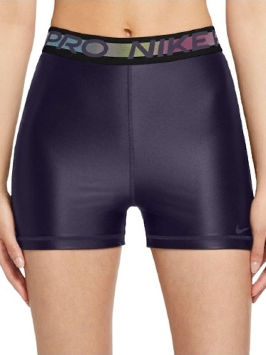 Pro Dri-fit Women's Training Legging Shorts Shiny & High Waisted Dri-Fit Purple