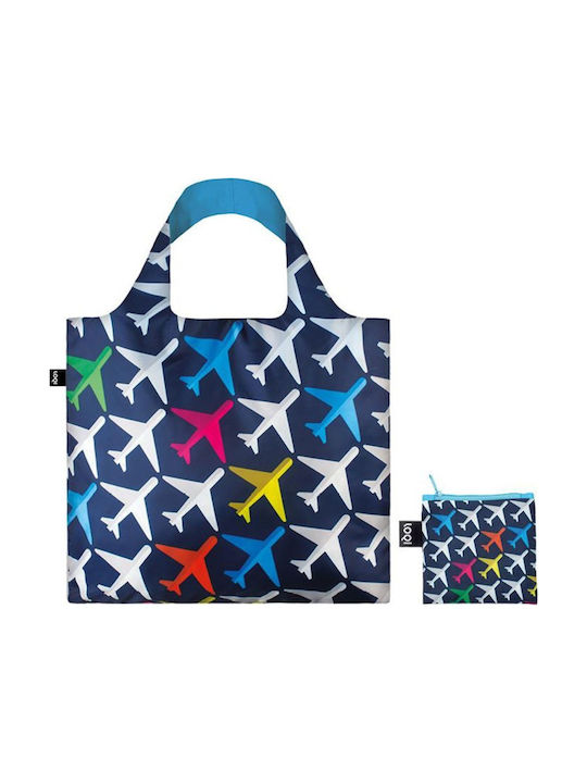 Loqi Airplane Fabric Shopping Bag Blue