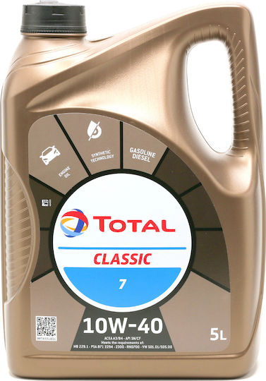 Total Classic 7 Синтетичен Масло за Автомобили 10W-40 5лт