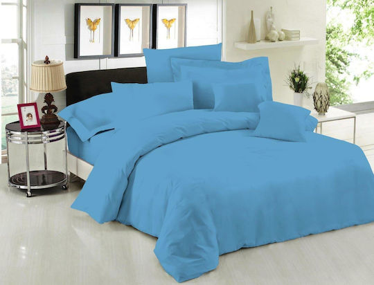 Le Blanc Σεντόνι Μονό με Λάστιχο 100x200+35εκ. Blue