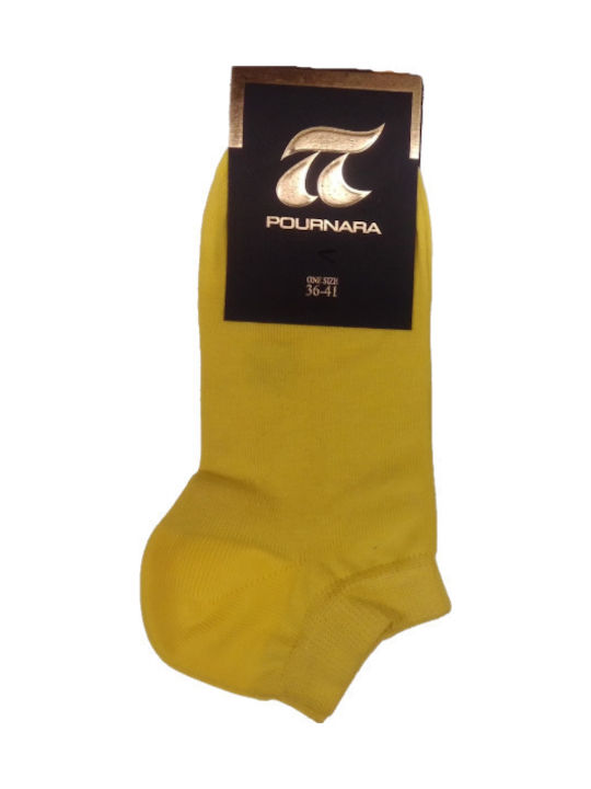 Pournara Damen Einfarbige Socken Gelb 1Pack