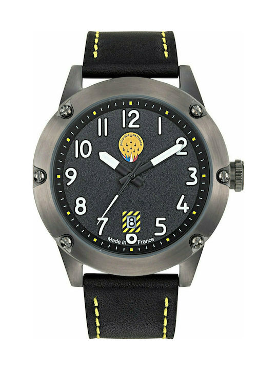 Patrouille De France Watch Battery with Black Leather Strap