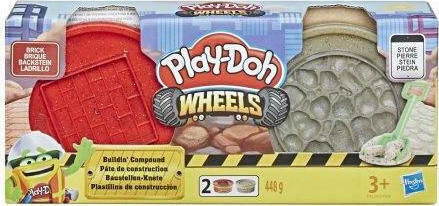 Hasbro Play-Doh Πλαστελίνη - Παιχνίδι Wheels Buildin Compound Brick Stone για 3+ Ετών, 2τμχ Buildin Compound Brick Stone