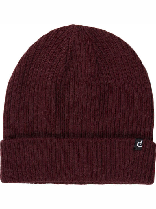 Beanie Unisex Σκούφος με Rib Πλέξη σε Μπορντό χρώμα