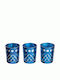 JK Home Decoration Set of Candle Holders Glass suitable for Tealights Mπλε 6x6x6cm 3pcs