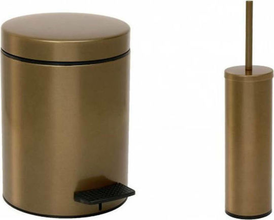 Pam & Co Metallic Toilet Brush and Basket Set 5lt Ladi