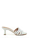 Mourtzi Leather Women's Sandals White with Thin Medium Heel