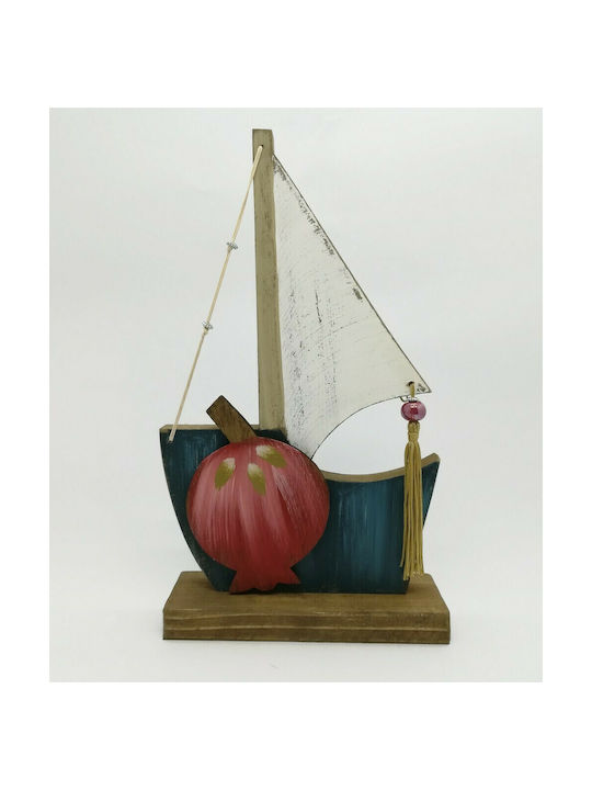 Bnart Wooden Miniature Ship Με Ρόδι 16x28cm