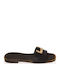 Sante Leather Women's Flat Sandals in Black Color