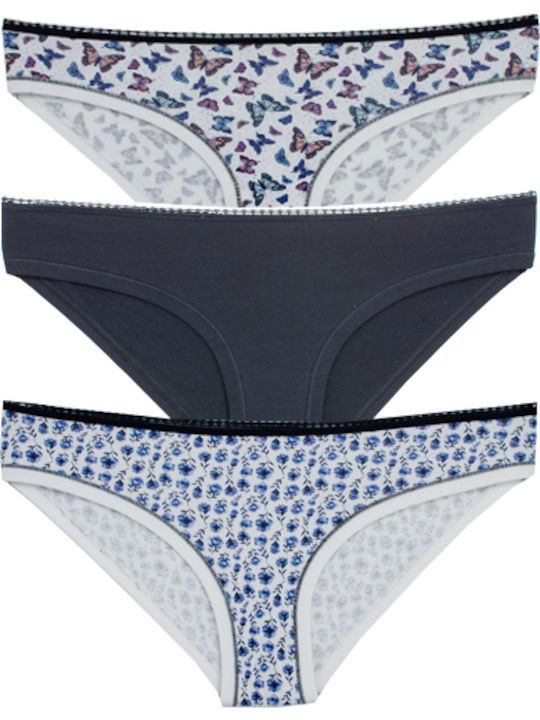 Tai Βαμβακερά Women's Slip 3Pack Blue Dark-White