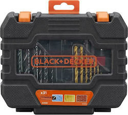 Black & Decker Set 31 Burghie cu Tija Cilindrică pentru Lemn και Metal