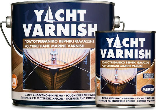 Mercola Yacht Varnish Lac de finisare Poliuretan Baza solventă Incolor Satin 2.5lt