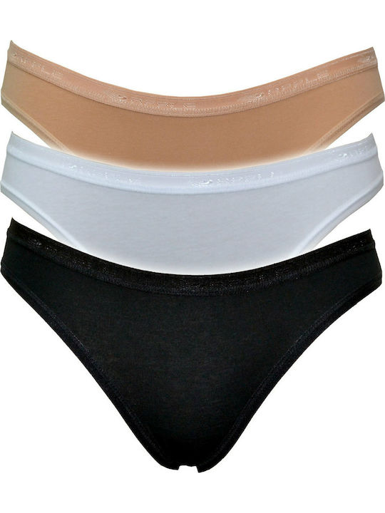 Apple Boxer 0220240Ε Cotton Women's String 3Pack Beige/Black/White APP-0220240