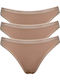 Apple Boxer 0220240E Baumwolle Damen Zeichenfolge 3Pack Beige APP-0220240E