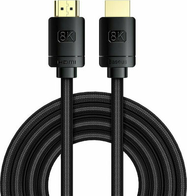 Baseus HDMI 2.1 Braided Cable HDMI male - HDMI male 3m Μαύρο