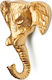 Neonato Metallic Kids Wall Hanger with One Hook Eli Elephant Golden 10x5x10cm