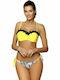 Marko Padded Bikini Set Bra & Brazil Bottom with Laces Claudia with Detachable Straps Yellow Floral