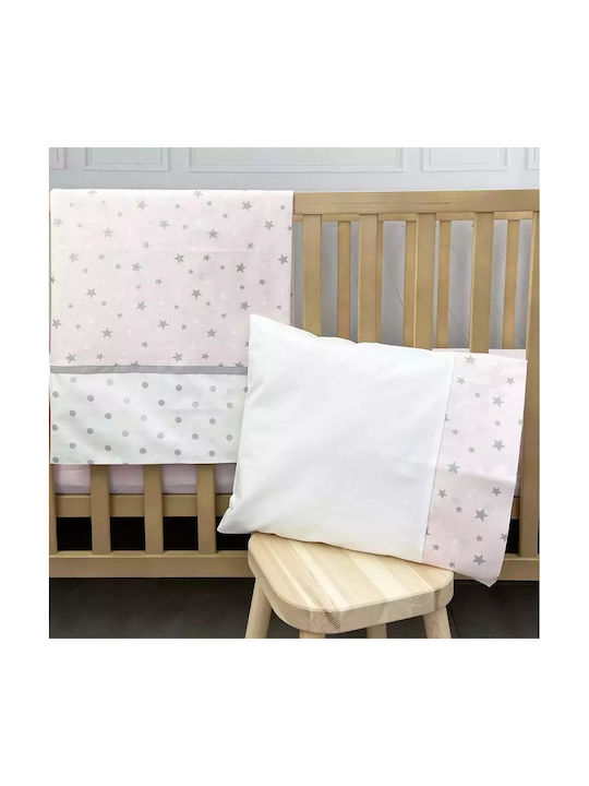 abo Fox Комплект Бебешки Чаршафи За Количка Памучни с ластик Розов 70x140бр 3бр