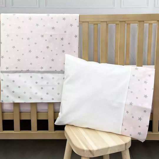abo Fox Комплект Бебешки Чаршафи За Количка Памучни с ластик Розов 70x140бр 3бр