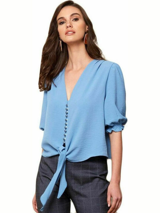 ANNA RAXEVSKY Women's crop top shirt Z21110 Ltblue