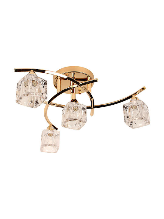 Keskor Modern Glass Ceiling Light with Socket G9 Gold