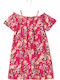 Children's Dress Short Sleeve Floral Fuchsia