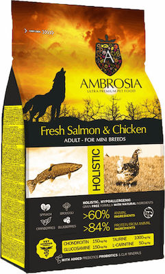 Ambrosia Fresh Salmon & Chicken Adult Mini Breeds 6kg Hrană Uscată fără Cereale pentru Câini Adulți de Rase Mici cu Pui și Somon