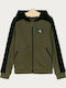 Kids Sweatshirt Cardigan Green Colour Block Zip Through