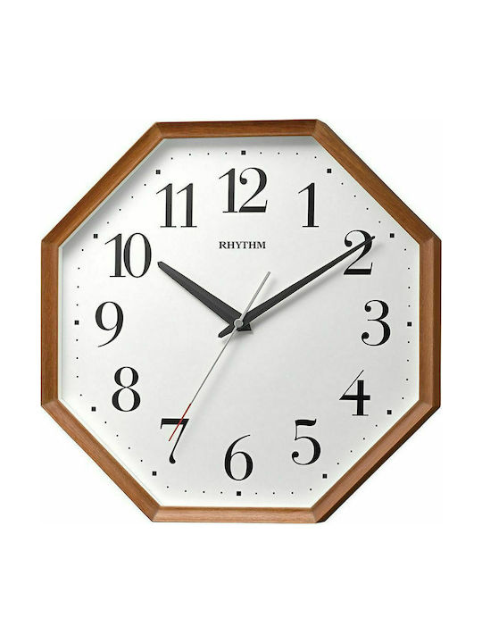 Rhythm Silent Wall Clock Wooden Brown 32x32cm