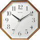 Rhythm Silent Wall Clock Wooden Brown 32x32cm