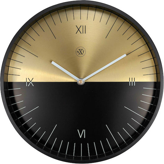Nextime Wall Clock Metallic Black Ø30cm