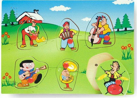 Wooden Kids Peg Puzzle Musical Instruments 6pcs Anelixi