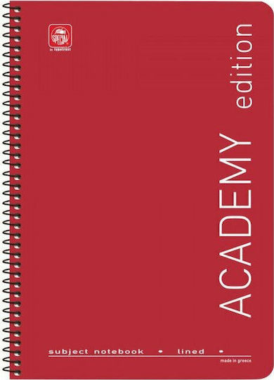 Typotrust Spiral Notebook Ruled A4 3 Subjects Academy Red