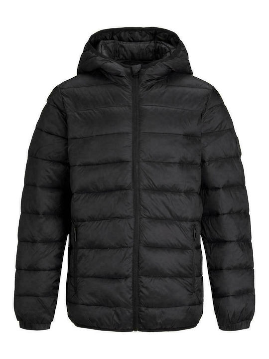 Kids' Quilted Jacket Short with Hood Black
