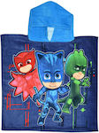 Stamion Poncho de plajă pentru copii PJ Masks Albastru 100 x 50cm.