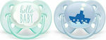 Philips Orthodontische Schnuller Silikon Hallo Baby Grey - Blue mit Etui für 0-6 Monate 2Stück