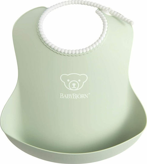 BabyBjorn Soft Waterproof Лигавник Пластмаса с бутон & Джоб Прахово зелено