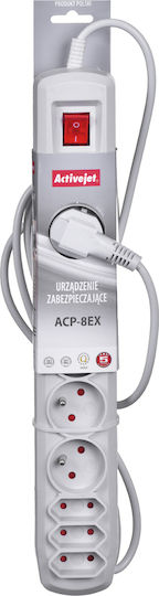 Active Jet APN-8G/1.5M-GR Πολύπριζο 8 Θέσεων με Διακόπτη και Καλώδιο 1.5m Γκρι