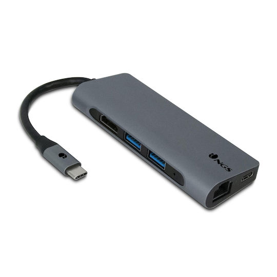 NGS WonderDock 7 USB-C Dockingstation für Laptops mit HDMI 4K PowerDelivery Ethernet Grau