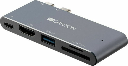 Canyon Docking Station με Διπλό USB-C HDMI 4K PD Γκρι (CNS-TDS05DG)
