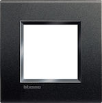 Legrand Bticino Living Light Vertical Switch Frame 1-Slot Black 2 Στοιχείων LNA4802AR