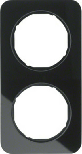 Hager R.1 Switch Frame 2 Positions Vertical Installation Glass in Black Color 10122116