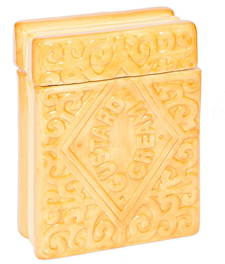 Red & White Ceramic Cookie Jar Yellow Petit Beurre 19x9x26cm