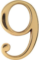 Zogometal House Number 9 Sign Gold 12cm