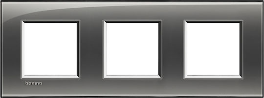 Legrand Bticino Living Light Switch Frame 3 Positions Horizontal Installation 3x2 Elements in Gray Color LNA4802M3KF