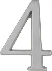 Zogometal House Number 4 Sign Silver 12cm Nickel Matt