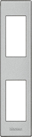 Legrand Bticino Living Light Switch Frame 2 Positions Vertical Installation 1+1 Element in Silver Color LND4812TE