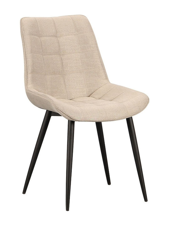 Denis Dining Room Fabric Chair Μπεζ 56x61x85cm 4pcs