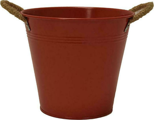 Atmosphera Planter Metal Red 17x17x15cm. With Rope