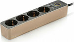 SAS 4-Outlet Power Strip with Surge Protection 1.5m Gold